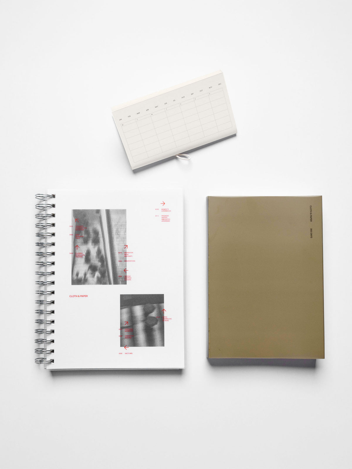 Set of three notebooks displayed on a neutral background.