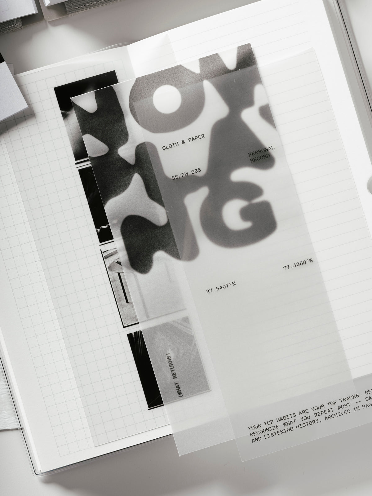 Personal Record Notebook Set, A5 Slim, all four included dashboards featuring spot-gloss cardstock, translucent vellum, and ultra-thin plastic designs