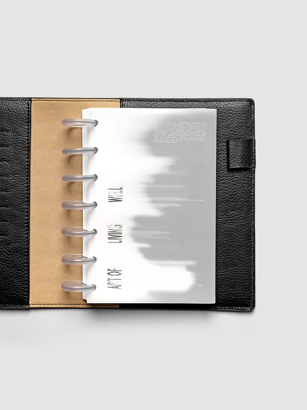 La Dolce Vita Dashboard Duo in HP Mini 7-Disc Punch, a vellum overlay printed in white ink with silver foil layered over a soft gray gradient cardstock base on a light gray background
