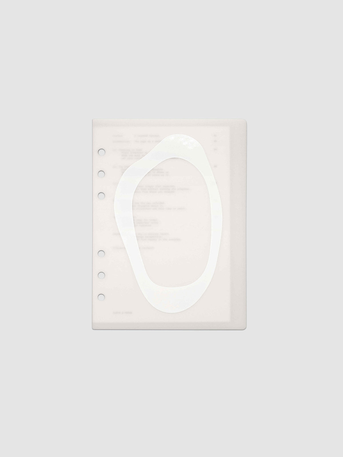Continuation Planner Cover + Dashboard Set in Personal Wide. Milky white frosted plastic cover with a spot gloss organic shape over a black-printed paper dashboard. Image 1 of 3.