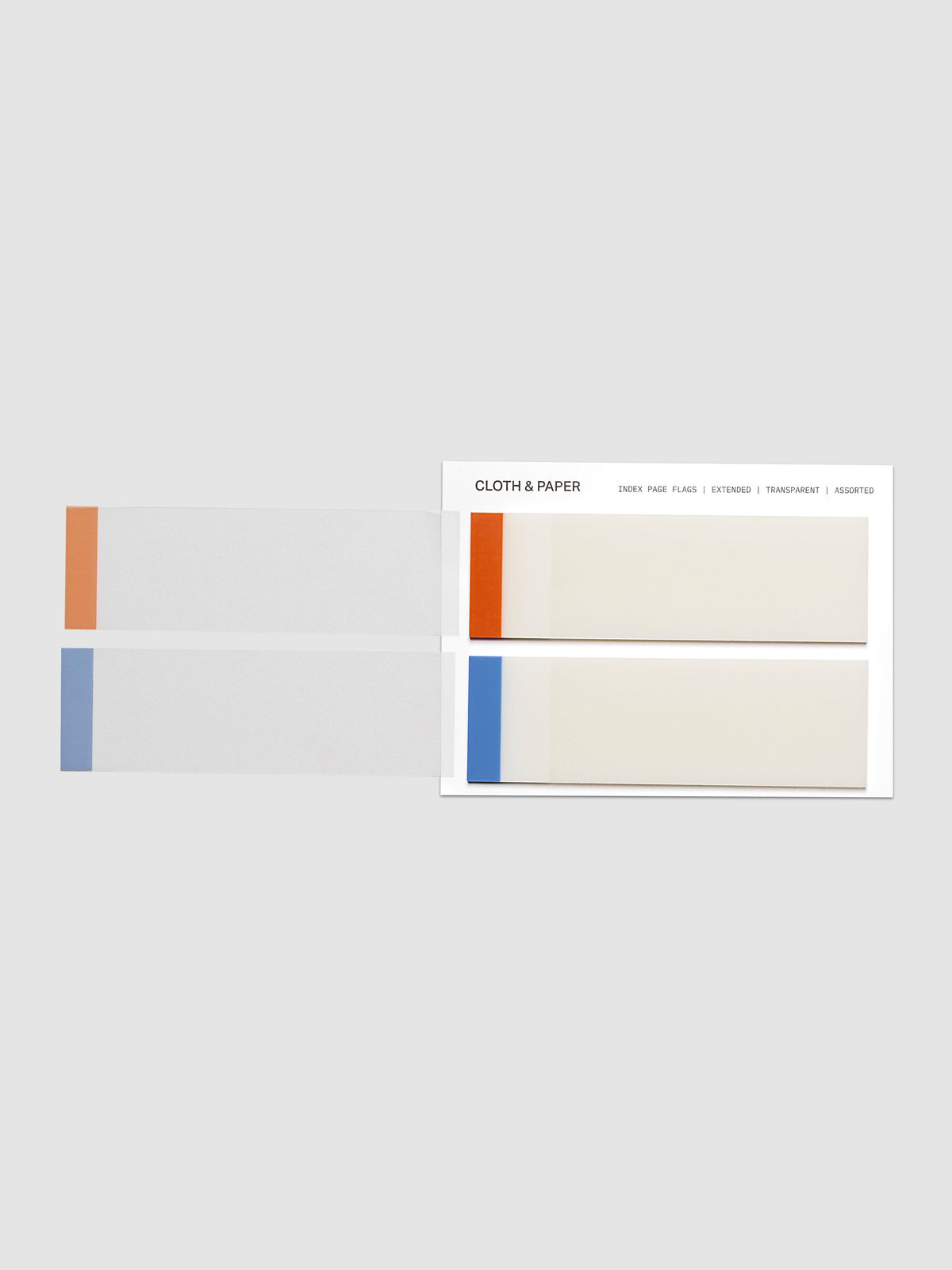 Index Page Flags Extended in Hyacinth and Pimento, transparent flags with colored tabs