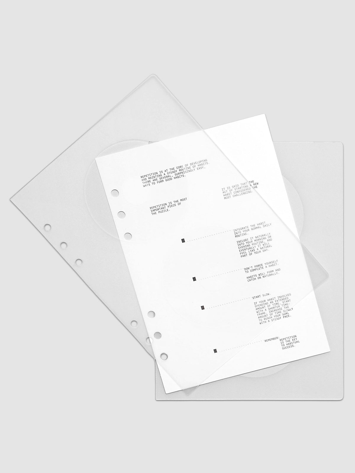 On Repeat Planner Cover + Dashboard Set  shown in size A5, pre-punched for 6-ring binders.