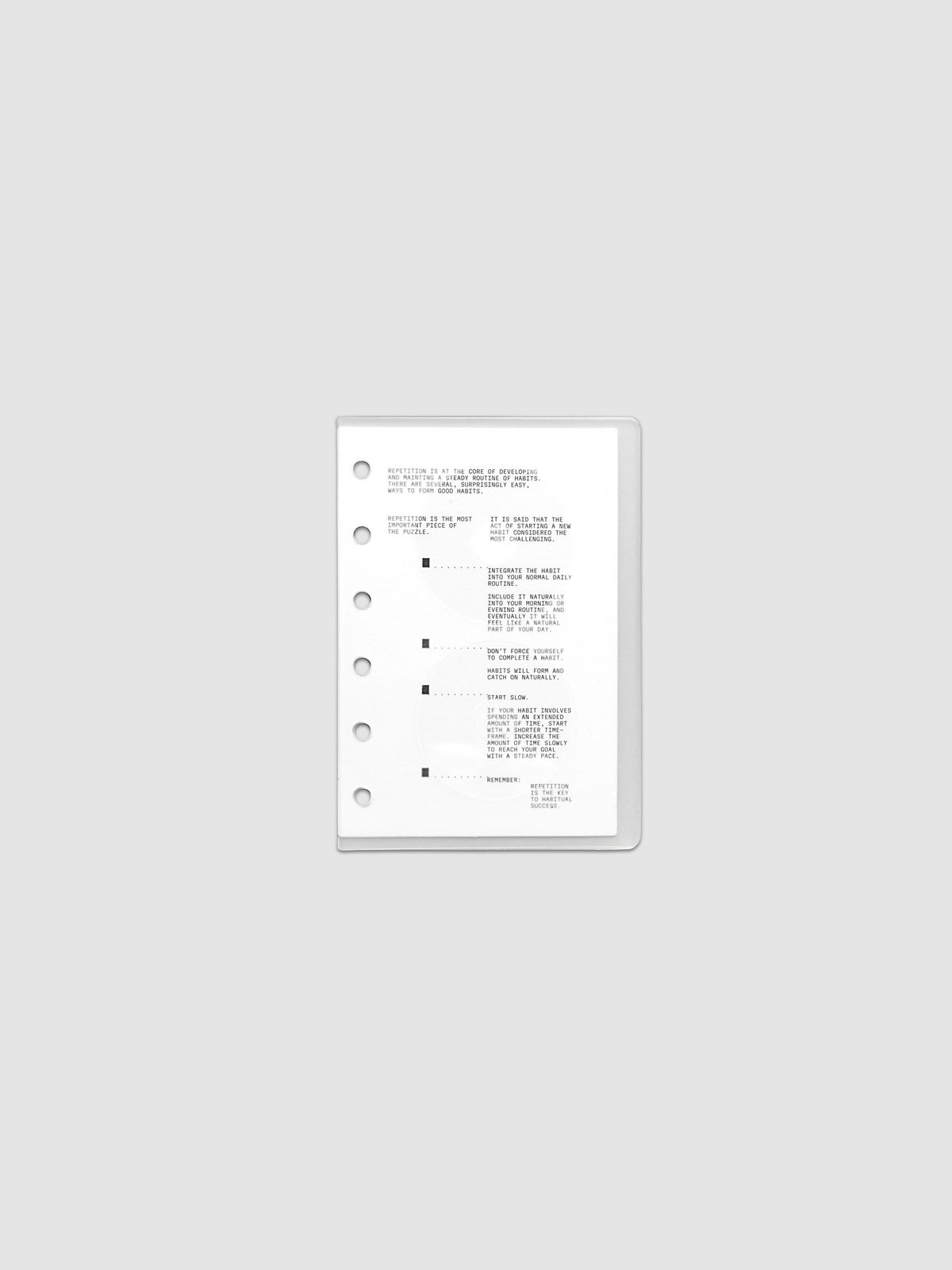On Repeat Planner Cover + Dashboard Set  shown in size Pocket, pre-punched for 6-ring binders.