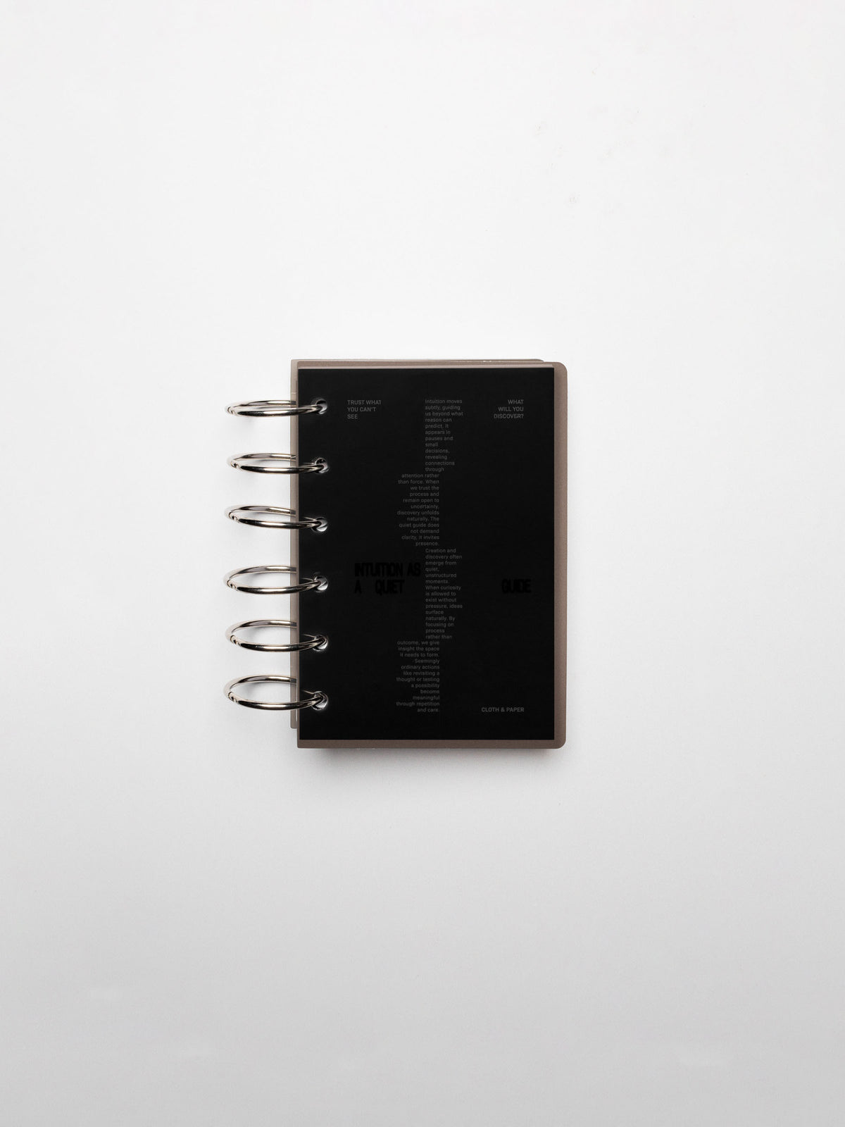 Black Intuition Ultra Thin Planner Cover + Dashboard Set in size Pocket 6-Ring shown inside a planner