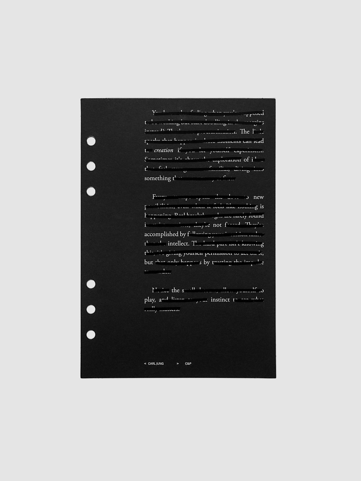 Black, white, and transparent dual layer planner dashboard shown in size A5 6-Ring Punch