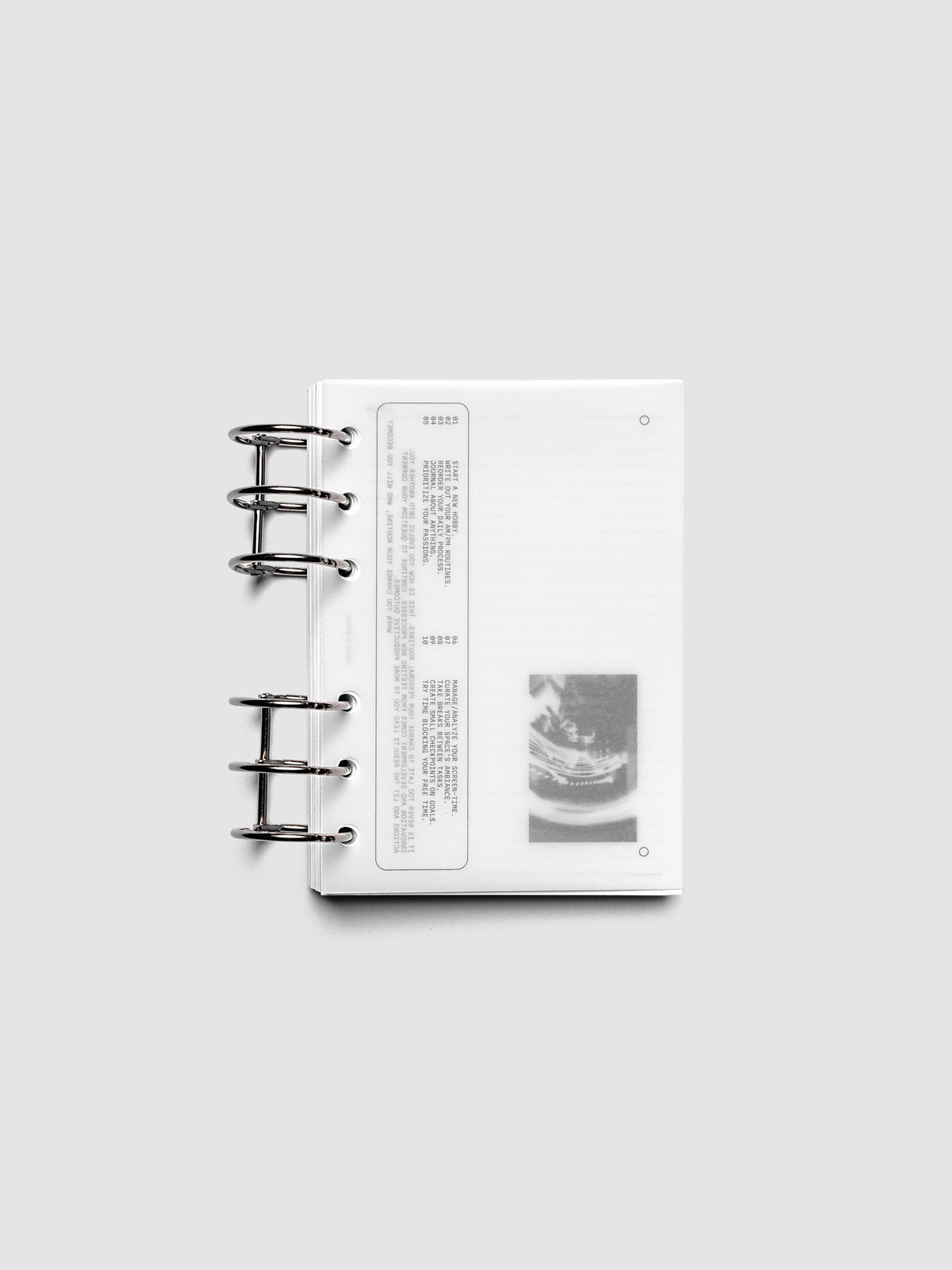 Side A & Side B Planner Dashboard in size A6 shown ring bound.