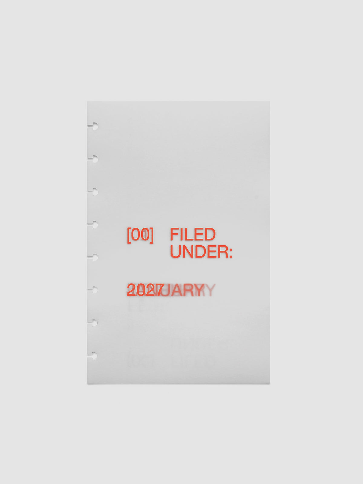 2027 Front + Monthly Dashboard Overlays, Saffron, Half Letter 8-Disc Punch, full set of 13 vellum overlays shown stacked together