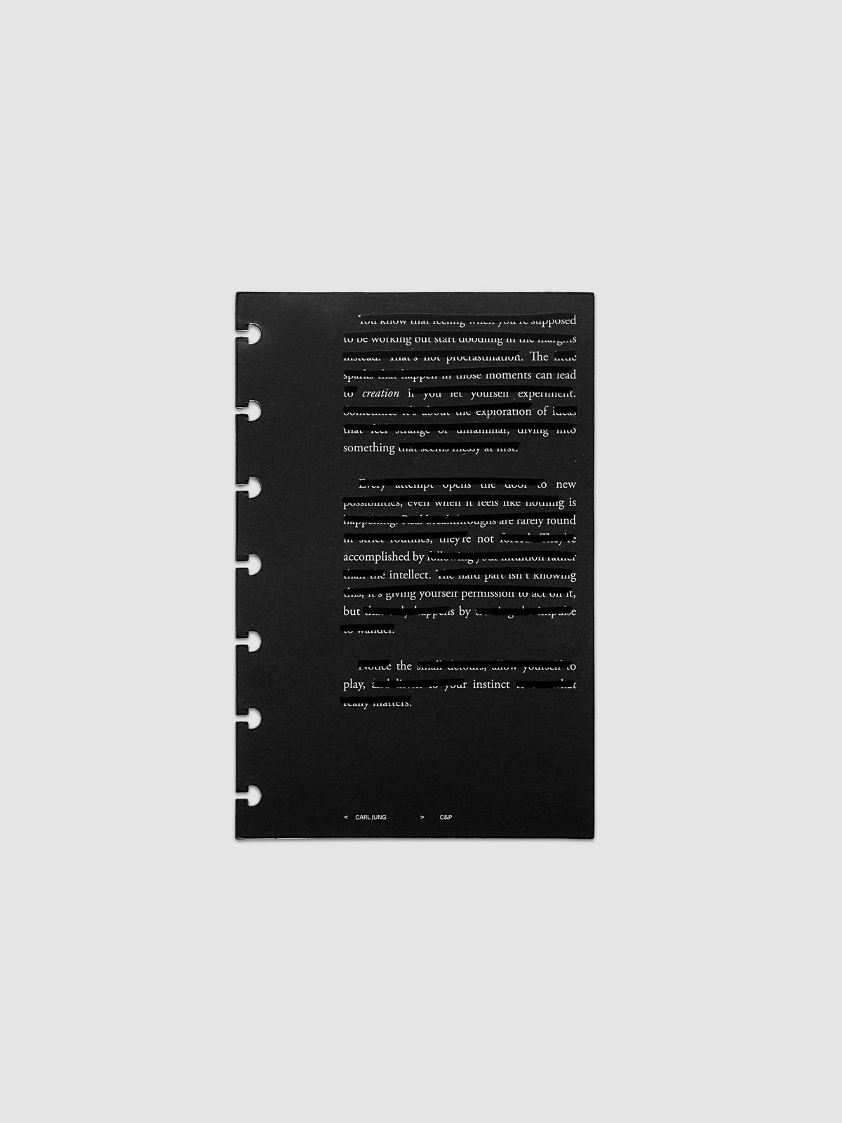 Black, white, and transparent dual layer planner dashboard shown in size HP Mini 7-Disc Punch