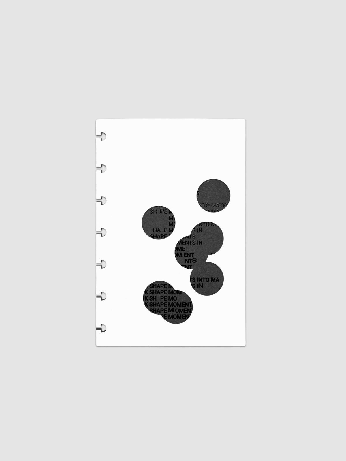Black and white Ink Blot Planner Dashboard Duo shown layered in size HP Mini, pre-punched for discbound planners.
