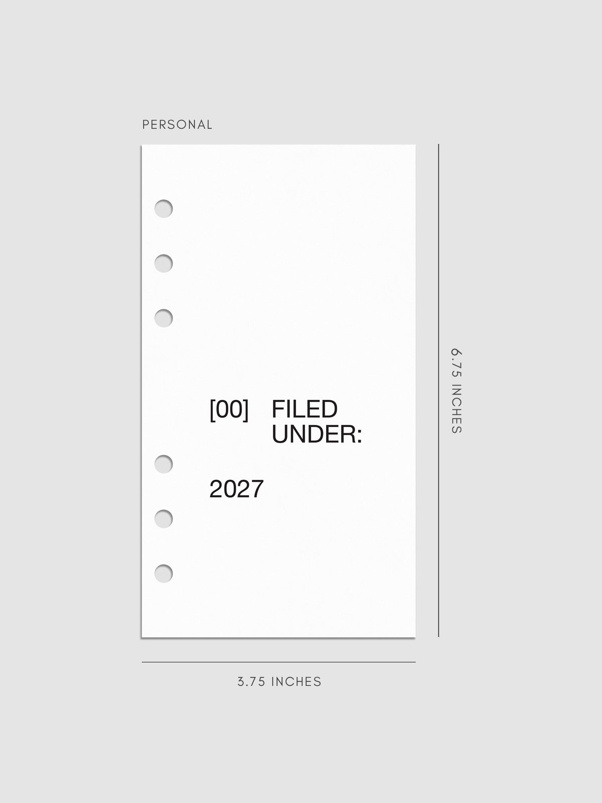 2027 Front + Monthly Dashboard Overlays, Avant Garde, Personal 6-Ring Punch, set of 13 translucent vellum overlays including a front cover overlay and 12 monthly dashboards printed in black ink