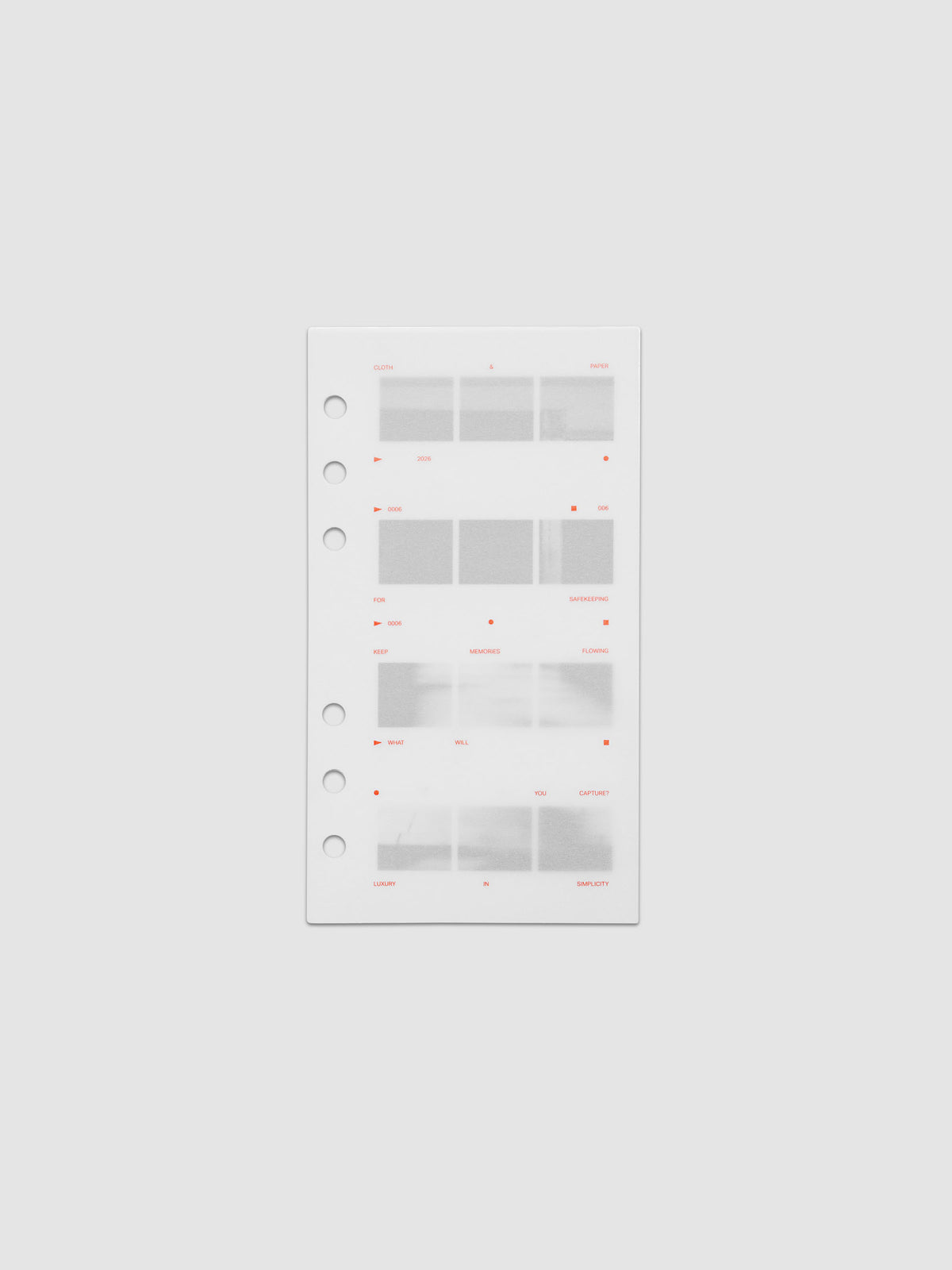 Film Strip Planner Dashboard Duo Personal 6-Ring Punch two dashboards stacked showing vellum top layer with deep orange text and film strip plastic bottom layer
