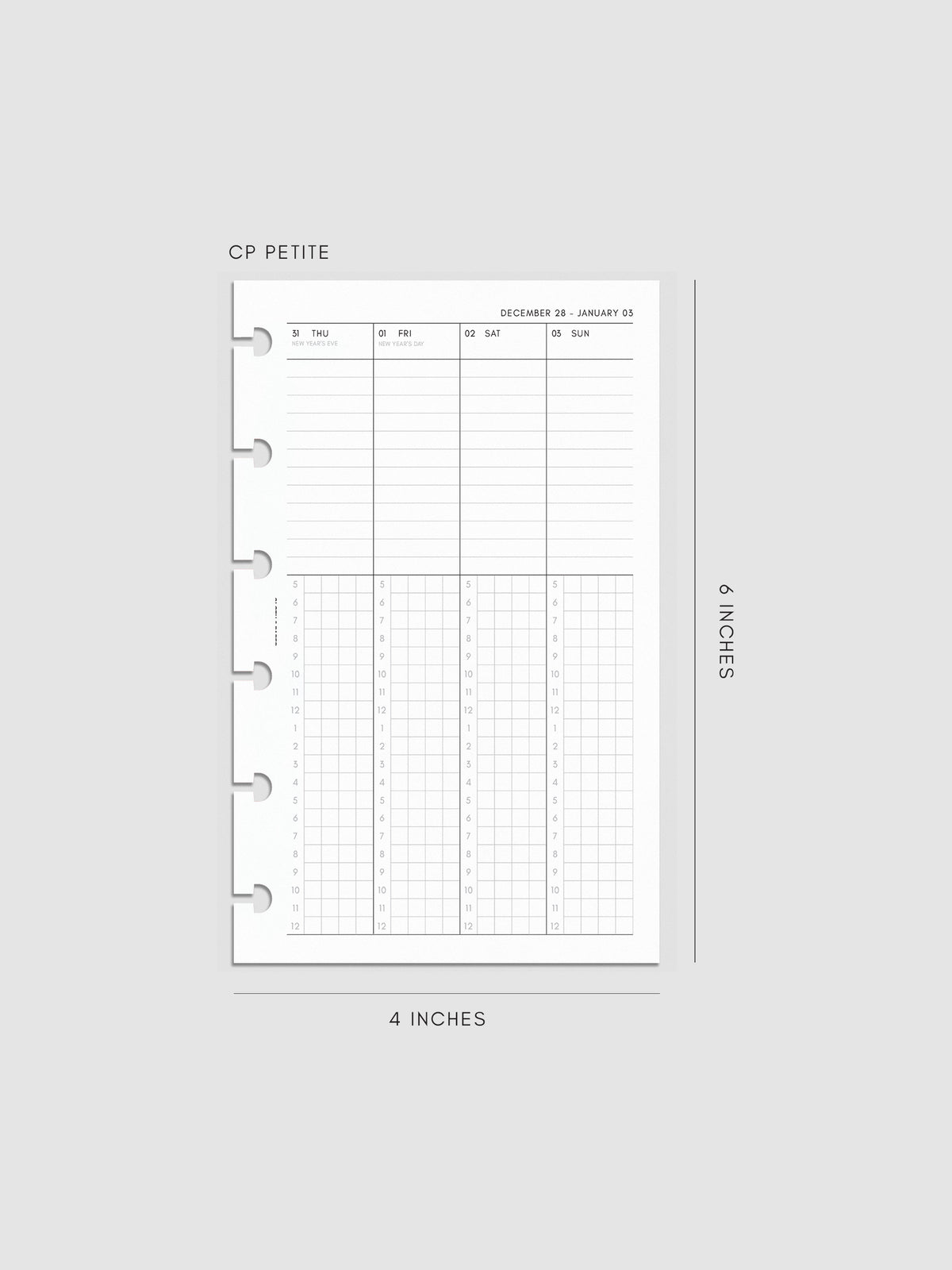2027 Dated Weekly Time Block Inserts in CP Petite 6-Disc Punch size, right page