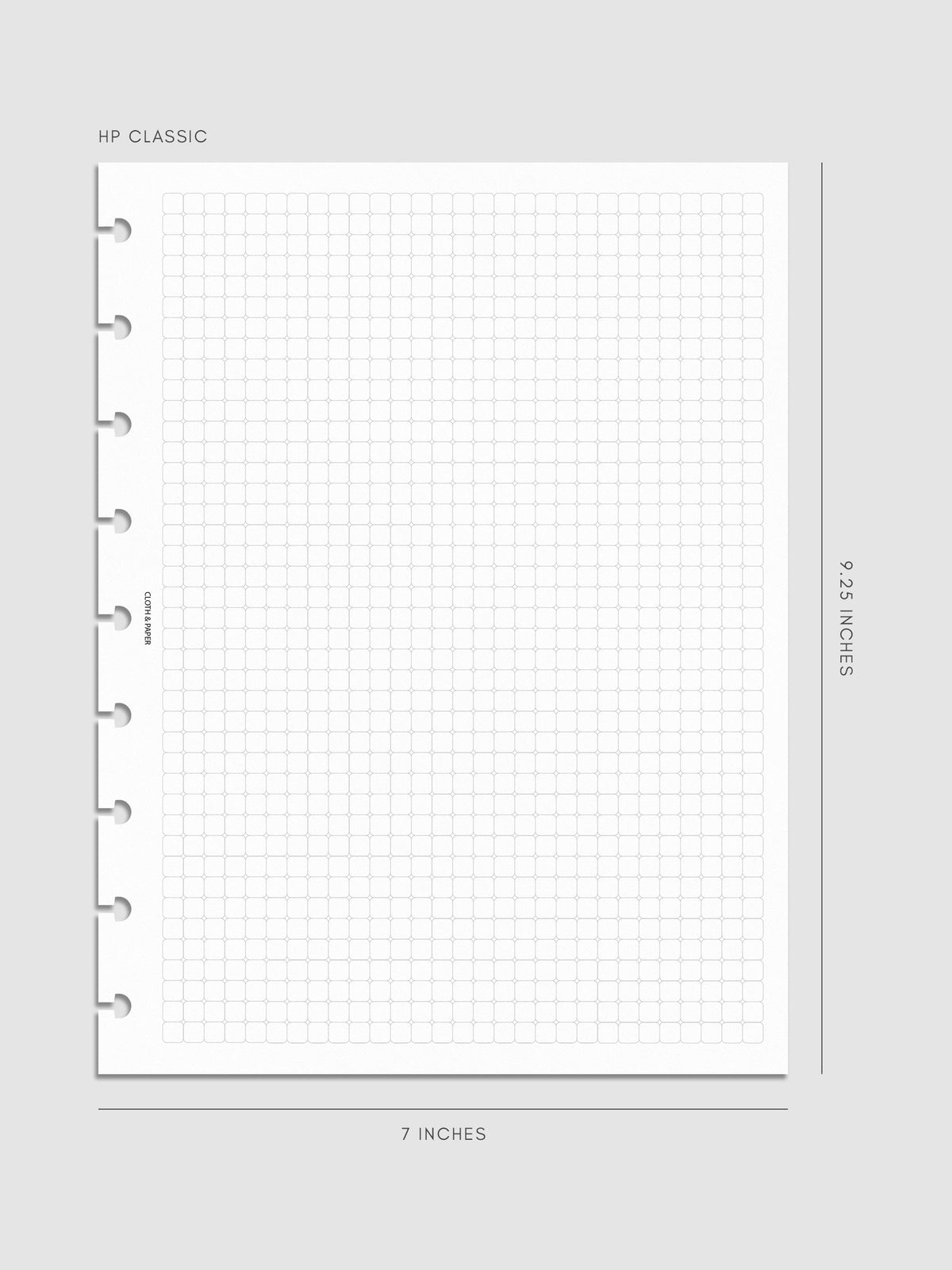 Rounded Graph Planner Insert HP Classic 9-Disc Punch mockup