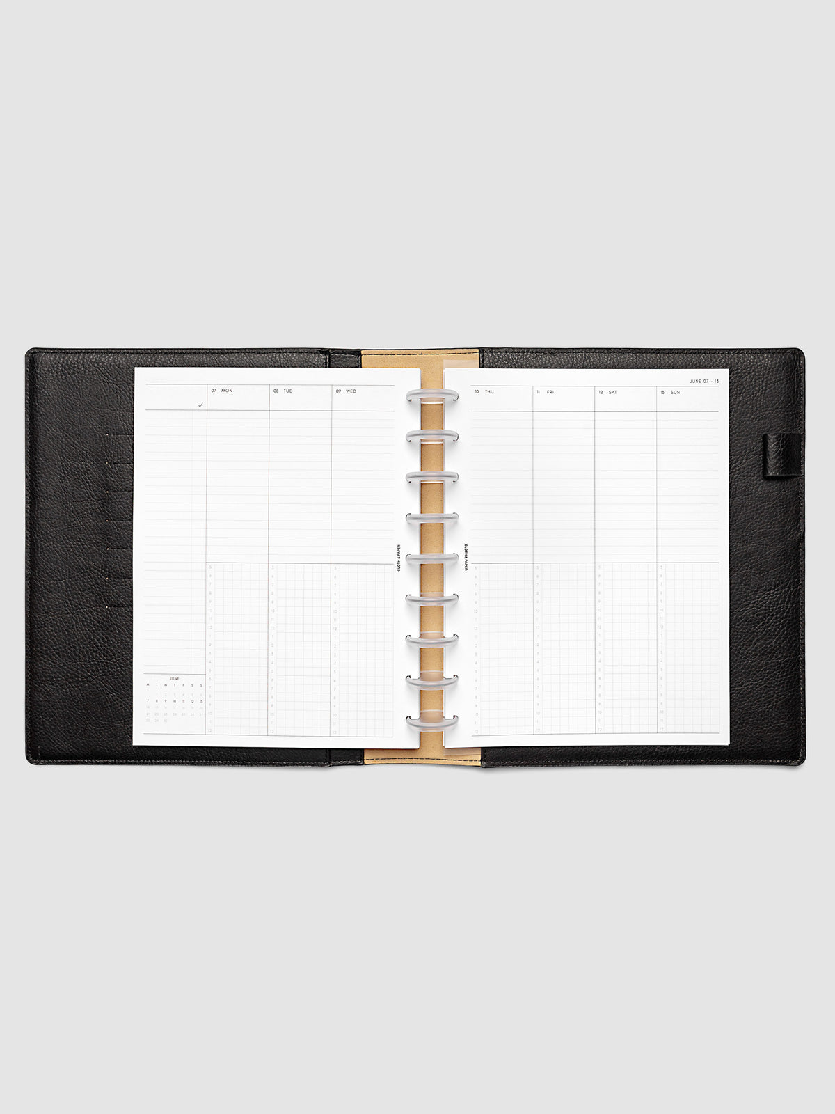 HP Classic 9-Disc Punch weekly time block spread showing left and right pages in a planner