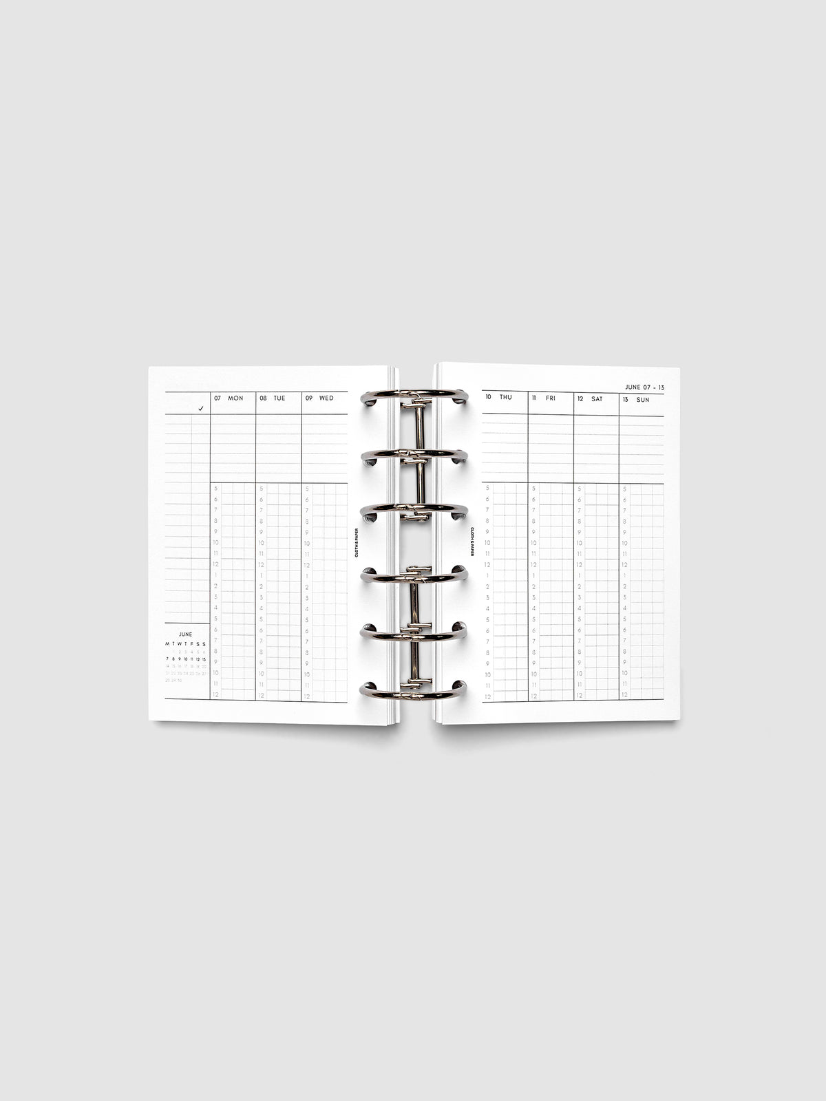 Pocket 6-Ring Punch weekly time block spread showing left and right pages in a planner