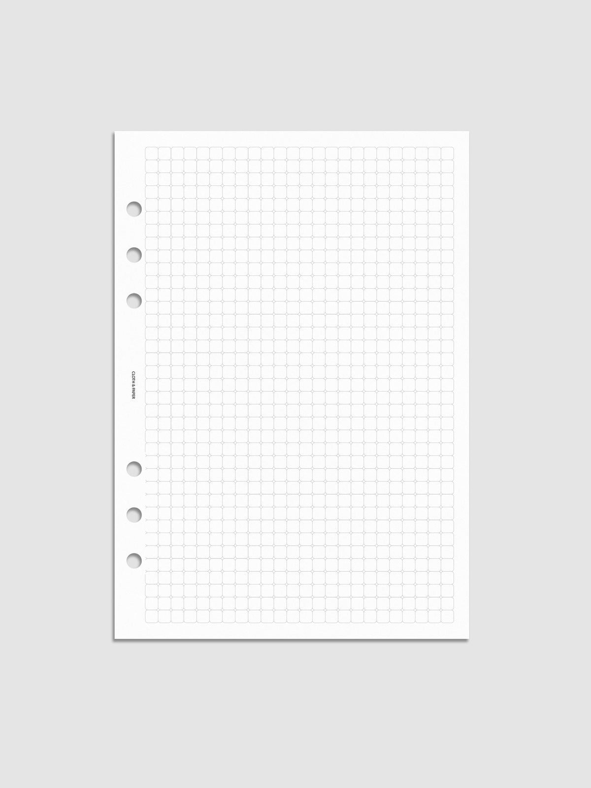 Rounded Graph Planner Insert A5 6-Ring Punch mockup