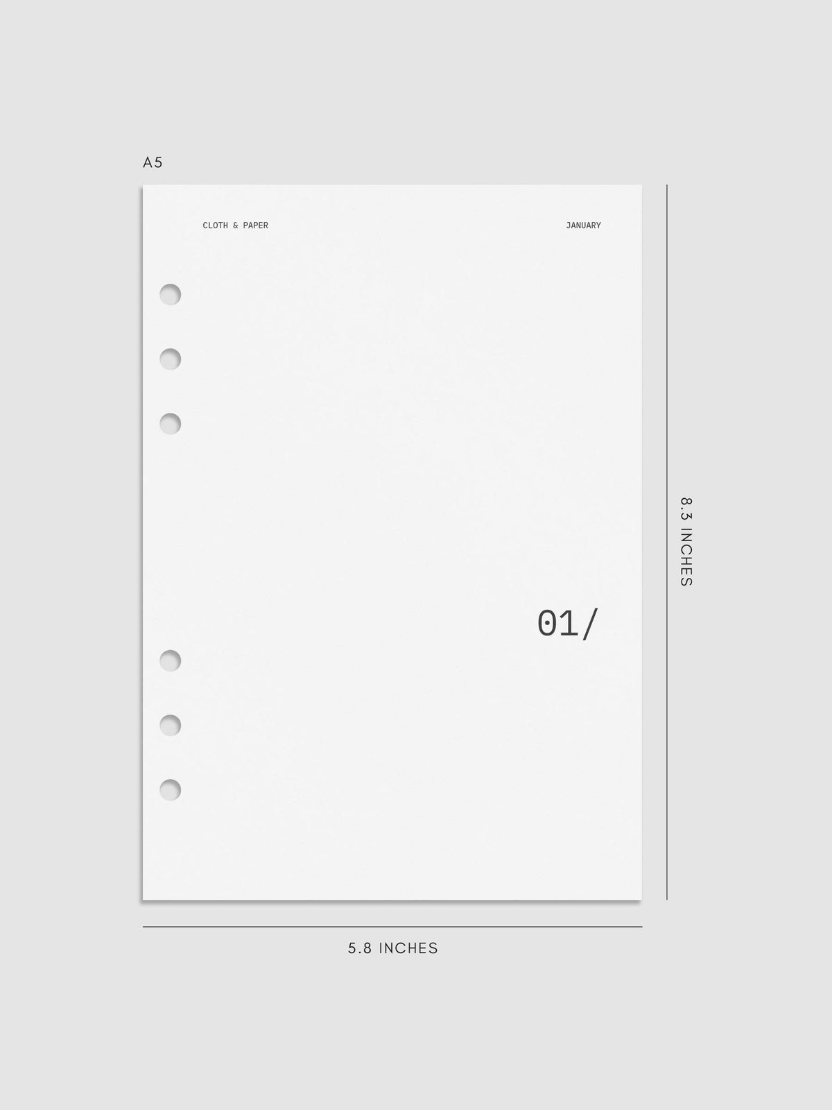 Digital mock-up of the 2026 Front & Monthly Vellum Planner Dashboard Overlays in Avant Garde. Size featured is in A5.