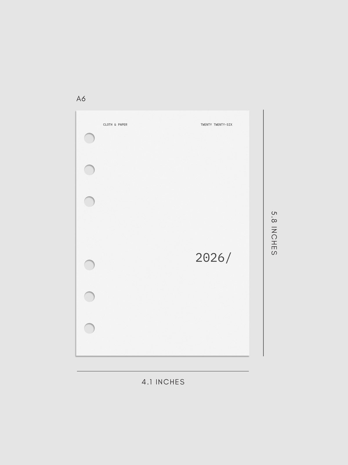 Digital mock-up of the 2026 Front & Monthly Vellum Planner Dashboard Overlays in Avant Garde. Size featured is in A6.