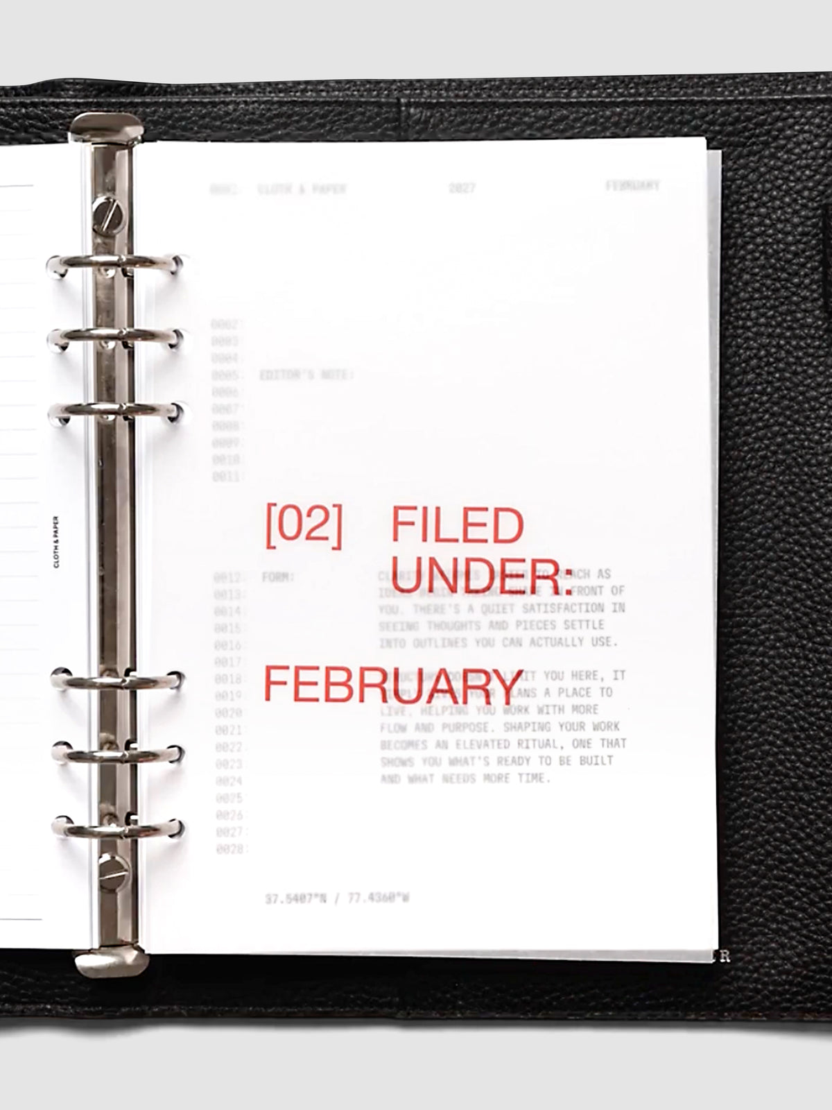 2027 Front + Monthly Dashboard Overlays, Saffron, A5 6-Ring Punch, vellum dashboard overlay shown layered inside a planner