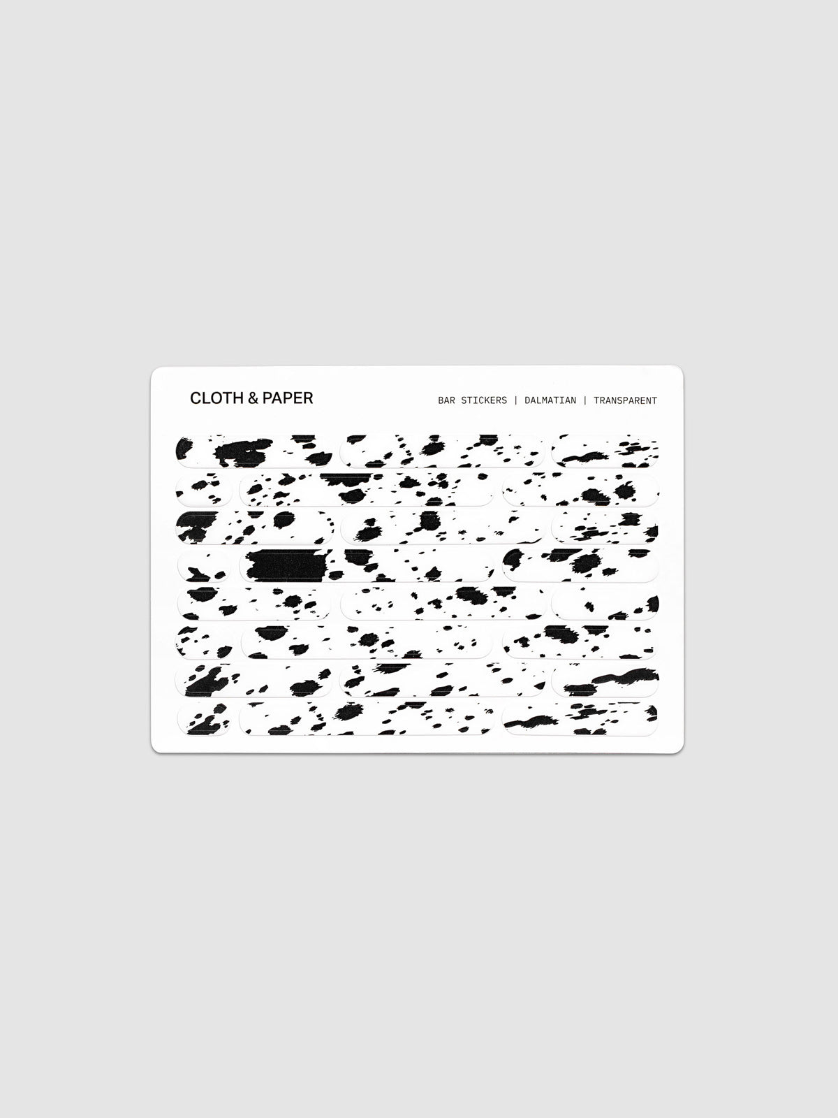 One sheet of Bar Stickers in Dalmatian