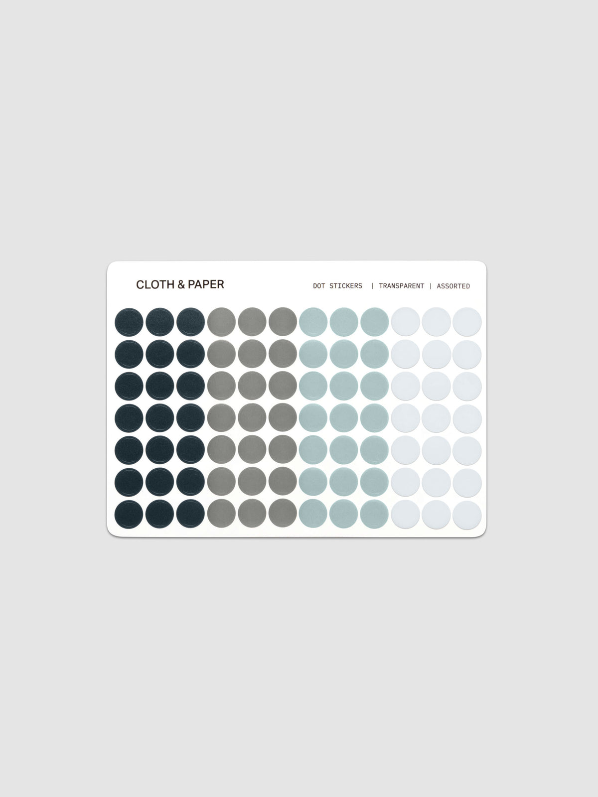 One sheet of Dot Stickers | Small | Apollo | Stone | Smoked Salt | Aspen