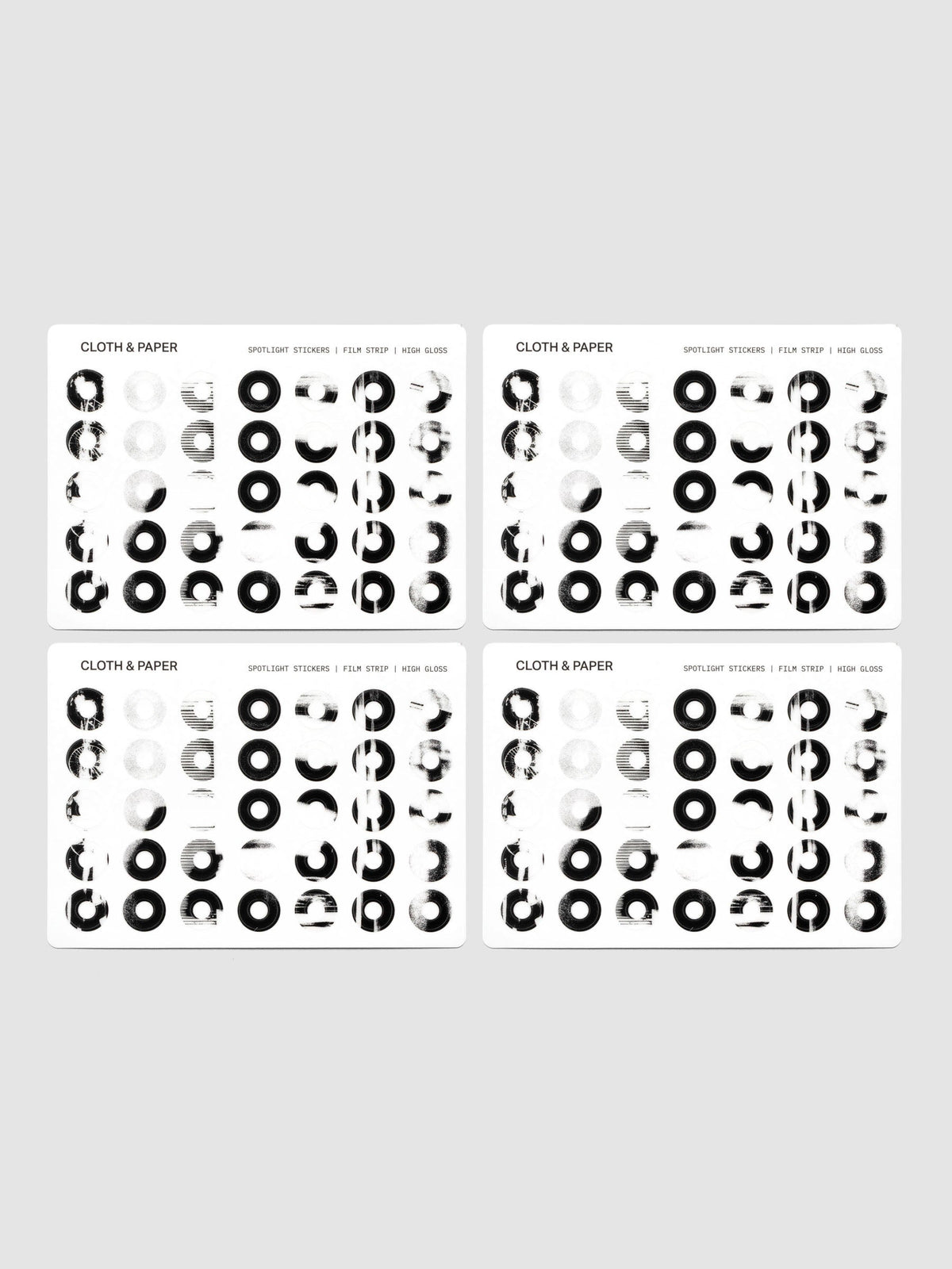 Four sheets of One sheet of Spotlight Stickers | High Gloss | Film Strip