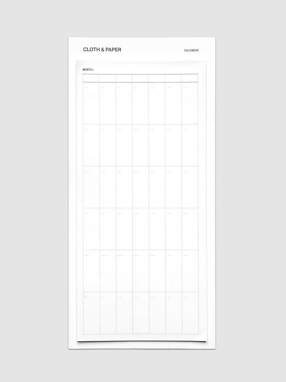 Undated monthly calendar sticky note layout with flexible Sunday or Monday start