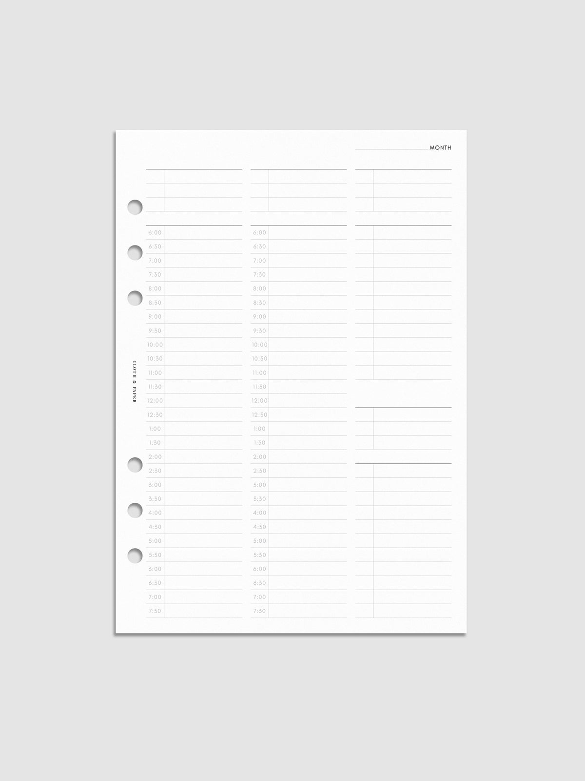 30 Minute Time Block Planner Inserts | A5