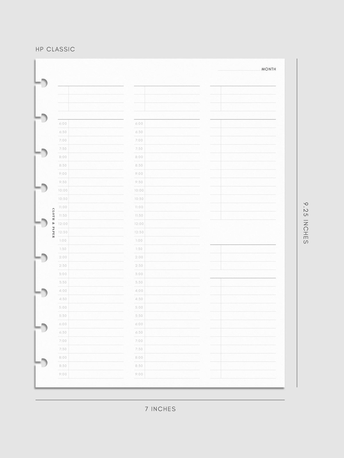 30 Minute Time Block Planner Inserts | HP Classic