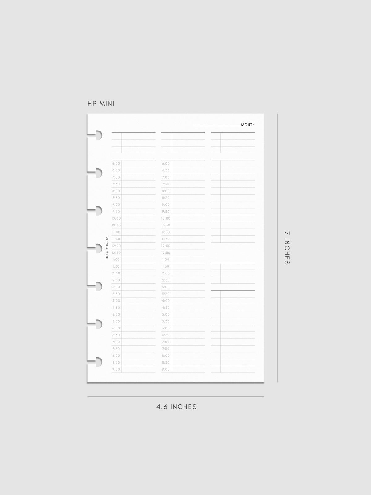 30 Minute Time Block Planner Inserts | HP Mini
