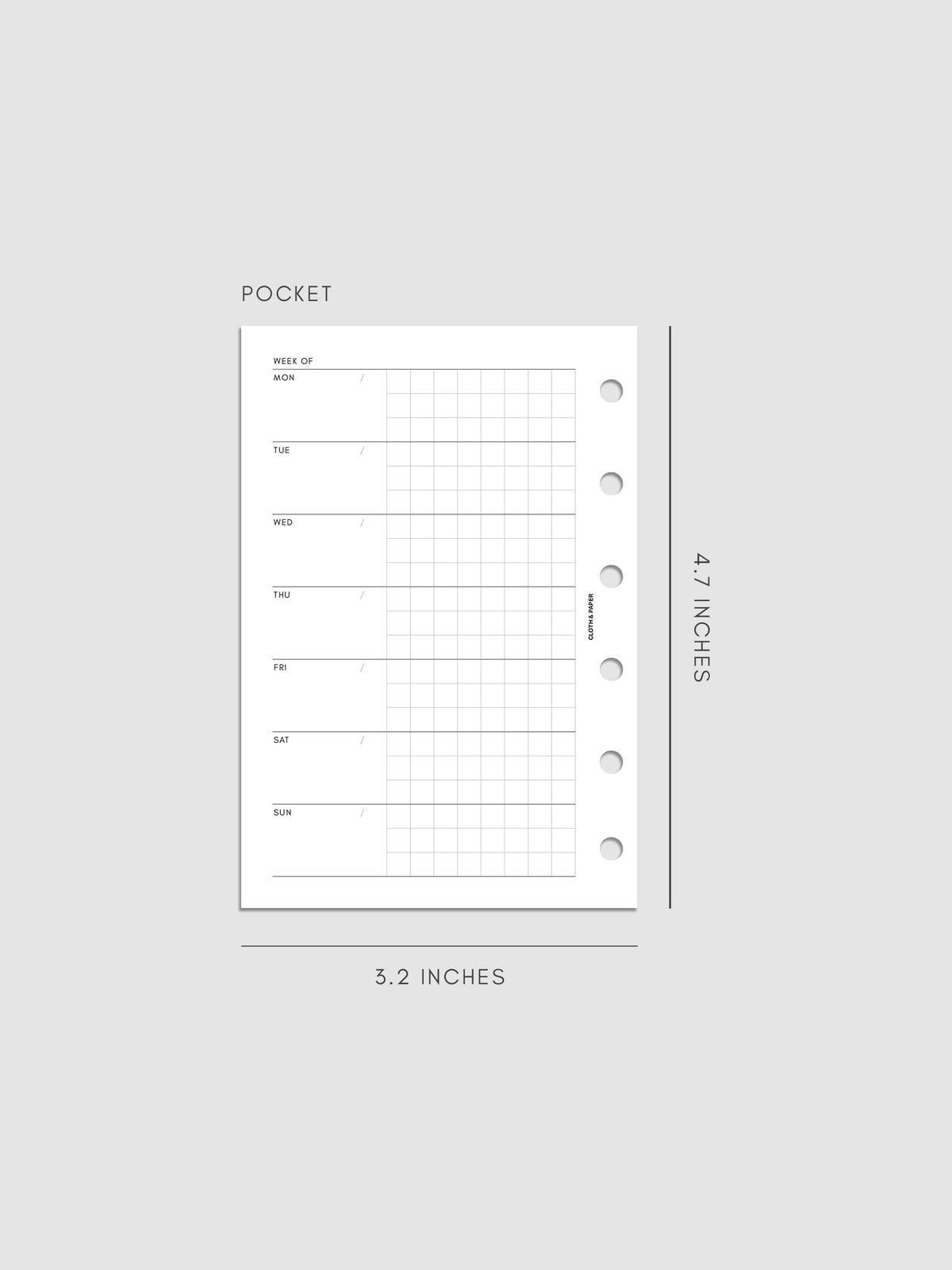 Digital mockup of Weekly Graph Inserts in size Pocket.