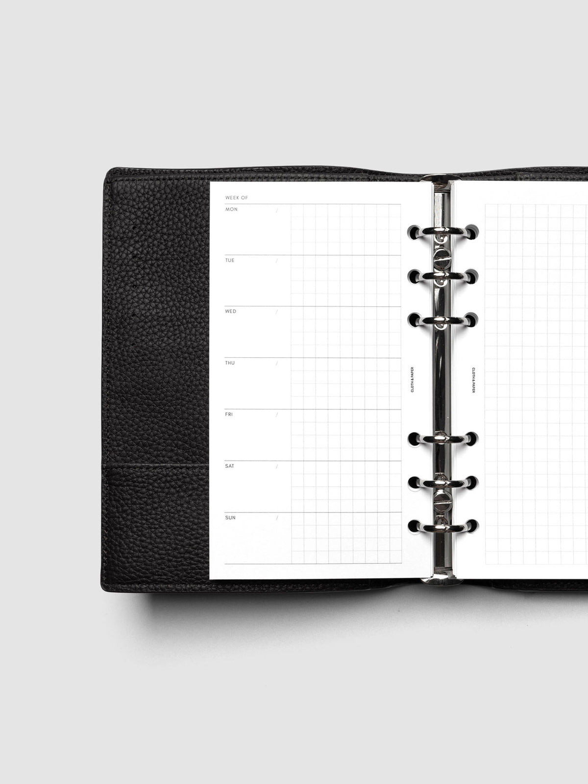 Demo page for Weekly Graph Inserts in size Personal shown ring bound.