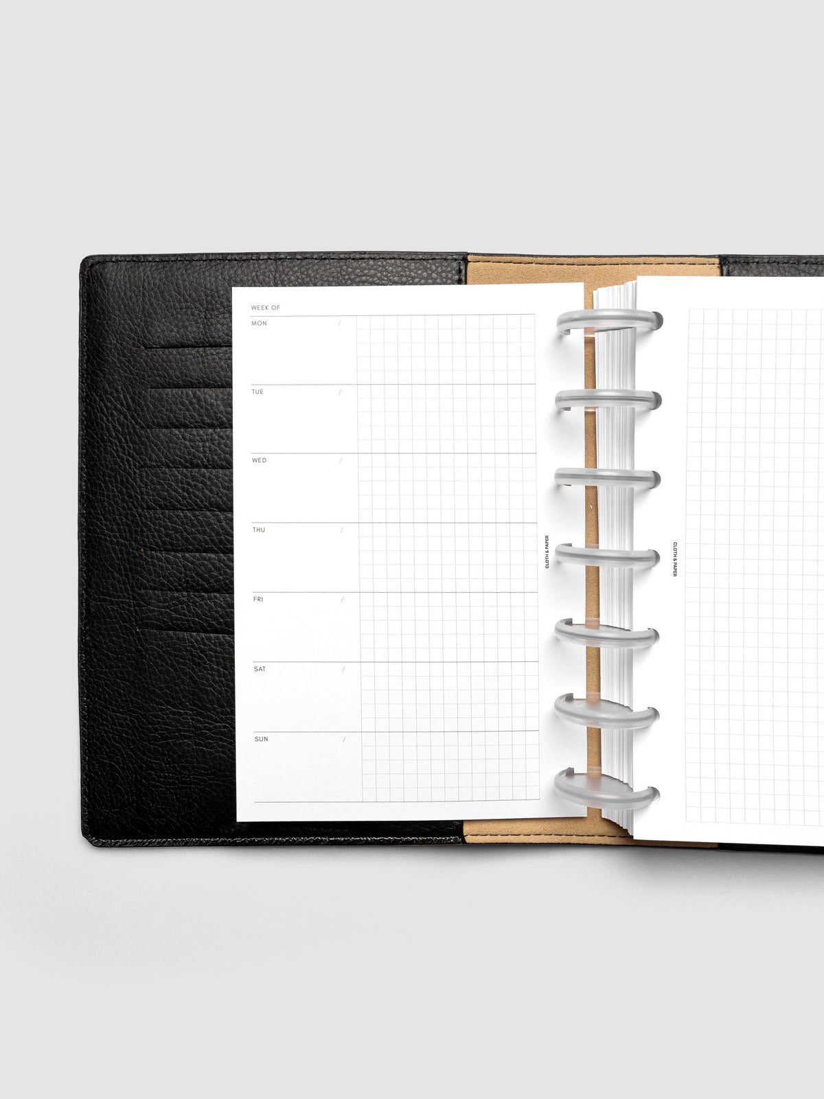 Weekly Graph Inserts in size HP Mini shown discbound.