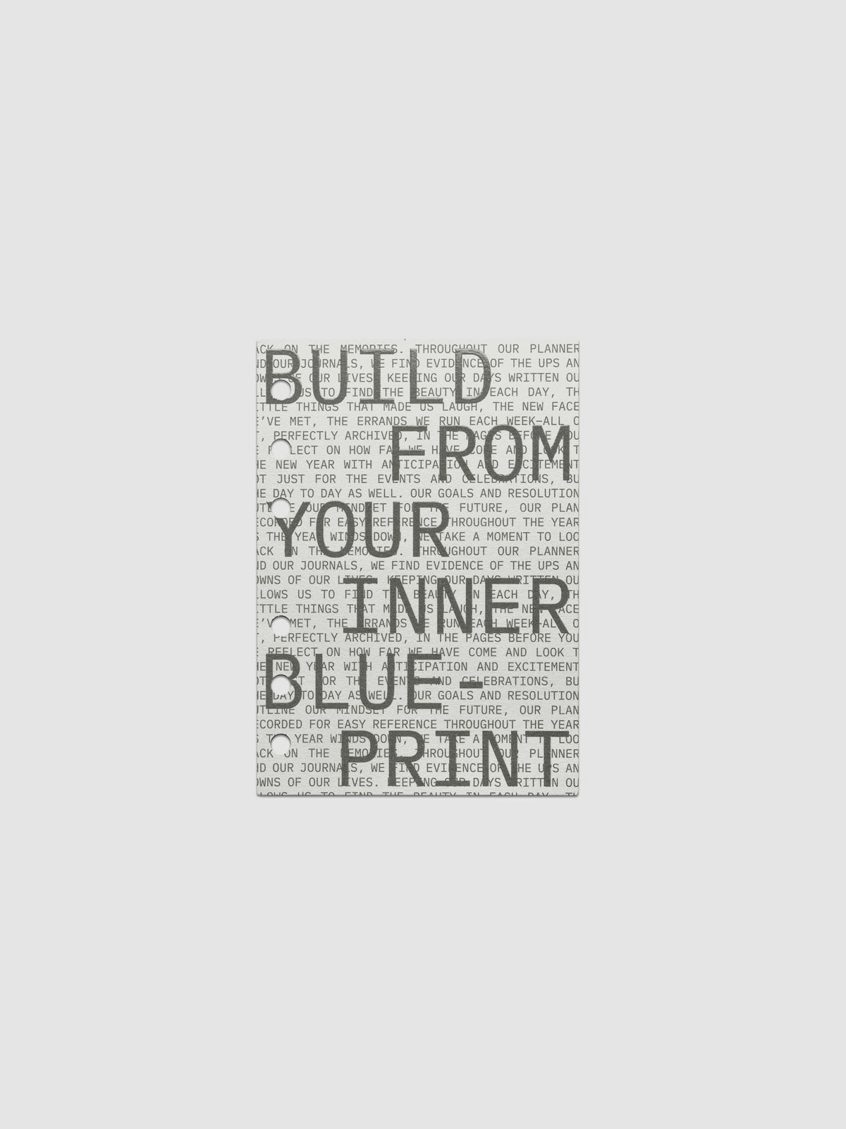 Cardstock dashboard with text design reading 'Build from your inner blue-print'. One piece of the Inner Blueprint Dashboard Duo shown in size A6.