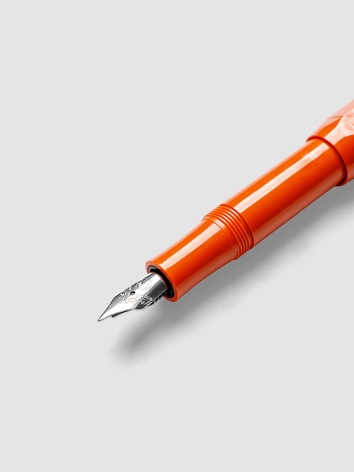 Close up of the Kaweco Classic Sport Fountain Pen in Fox, an orange, with a fine tip nib