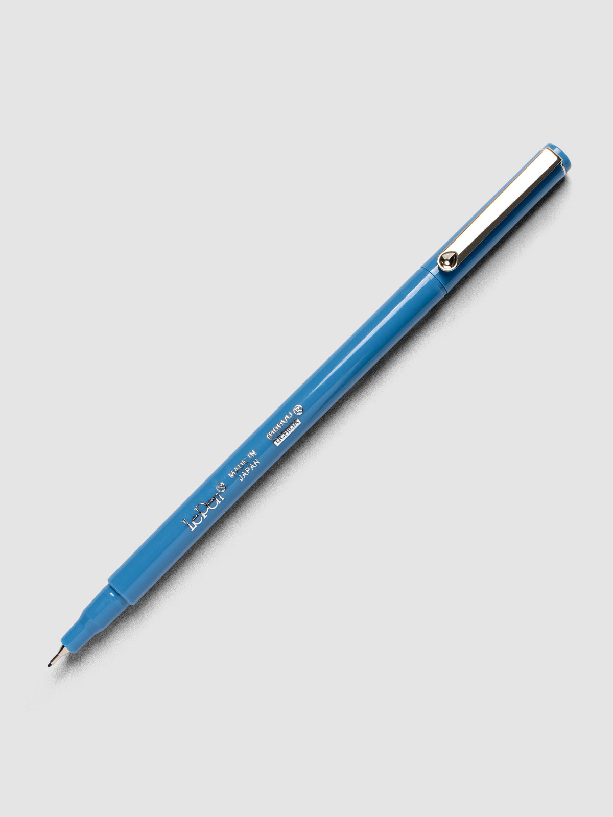 Steel Blue Le Pen by Marvy Uchida shown with cap posted