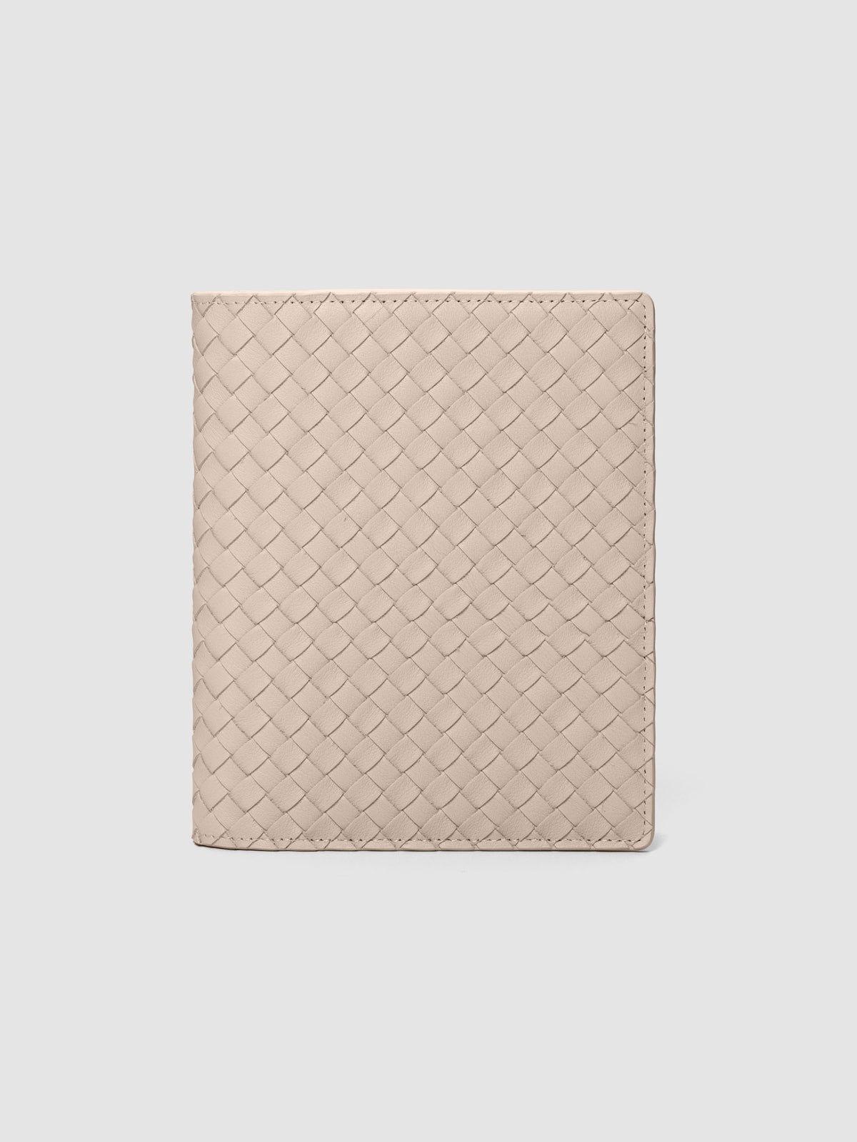 Beige genuine leather woven leather folio sized for HP Mini and Personal Wide planners.