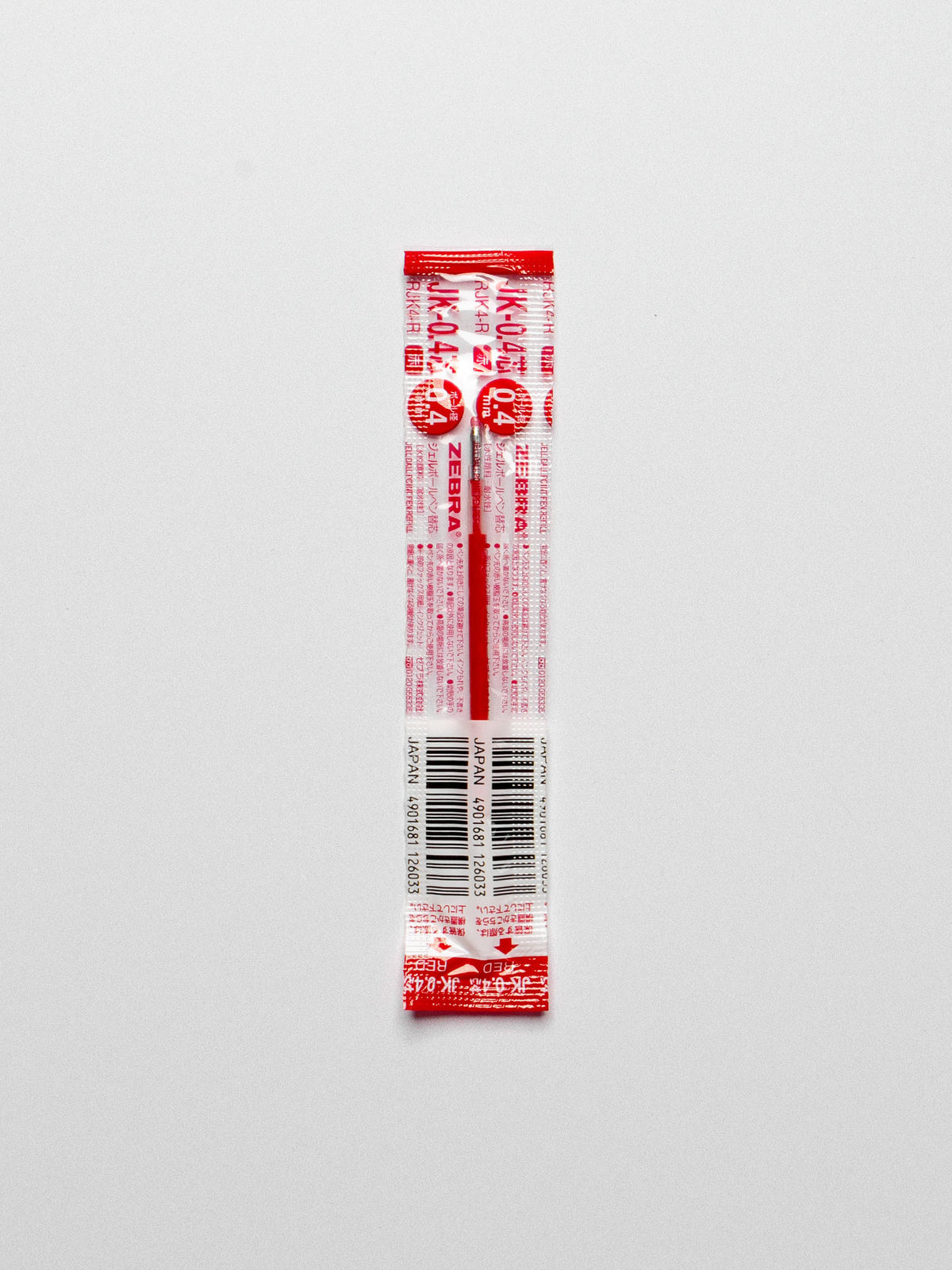 Red 0.4 mm refill shown on a neutral background.