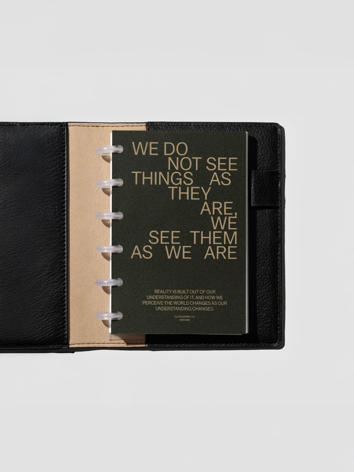 As We Are Cover + Dashboard Set in size CP Petite shown discbound in a black leather folio.