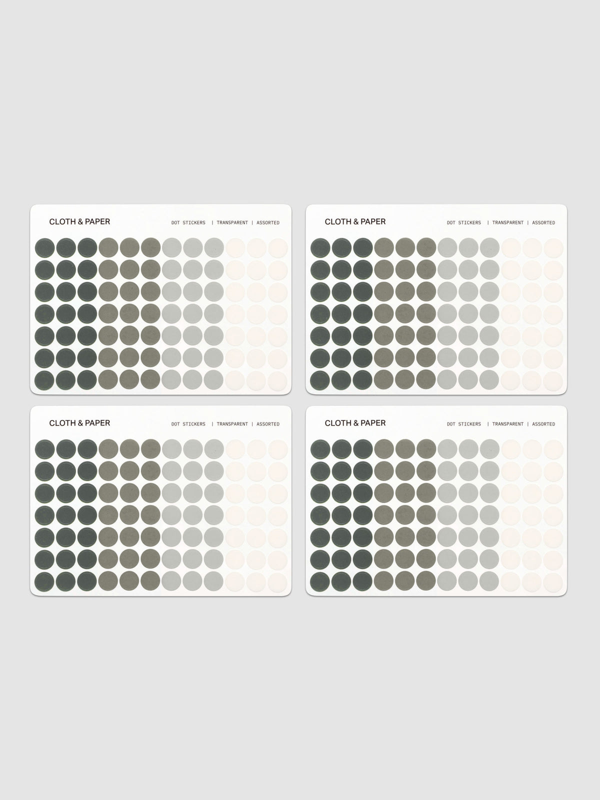 Four sheets of Dot Stickers | Small | Nori | Cortado | Ristretto | Angora