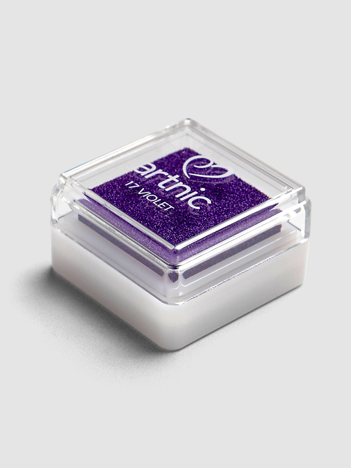 Artnic Stamp Ink Pad in violet seen from above with cover removed