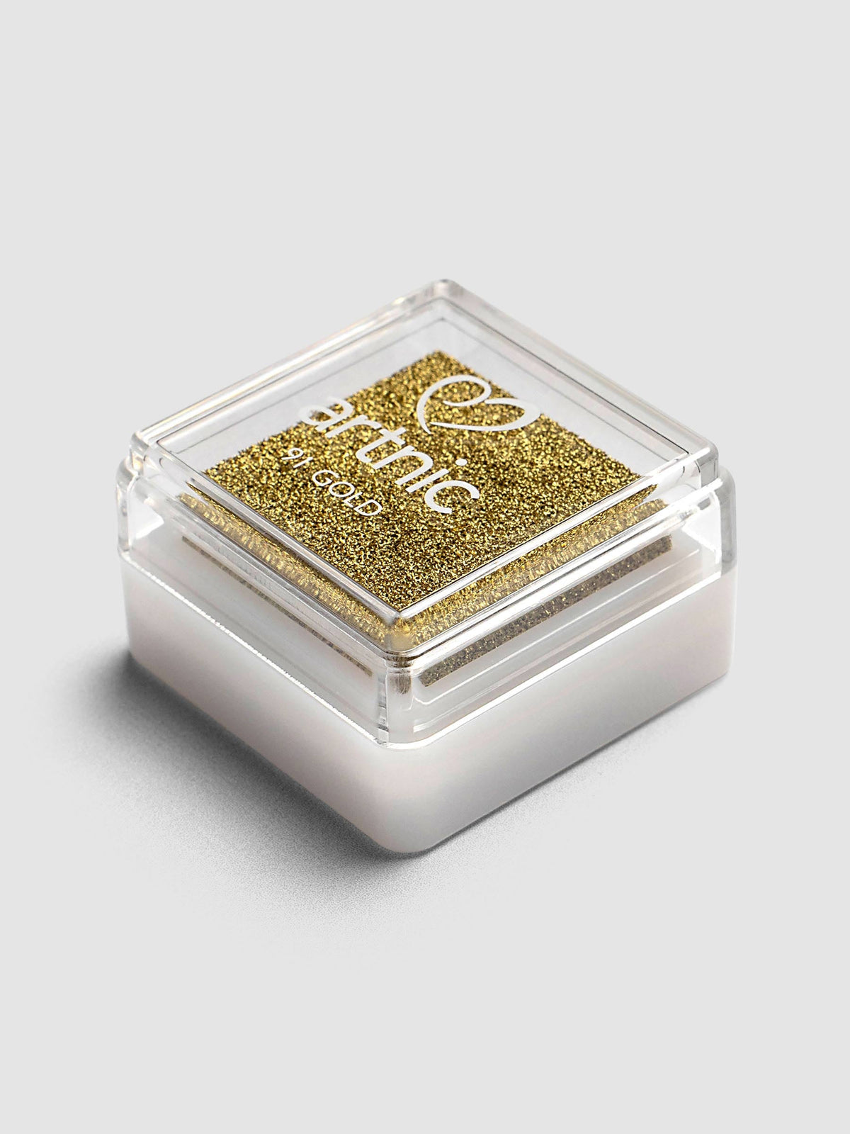 Artnic Stamp Ink Pad in gold seen from above with cover removed