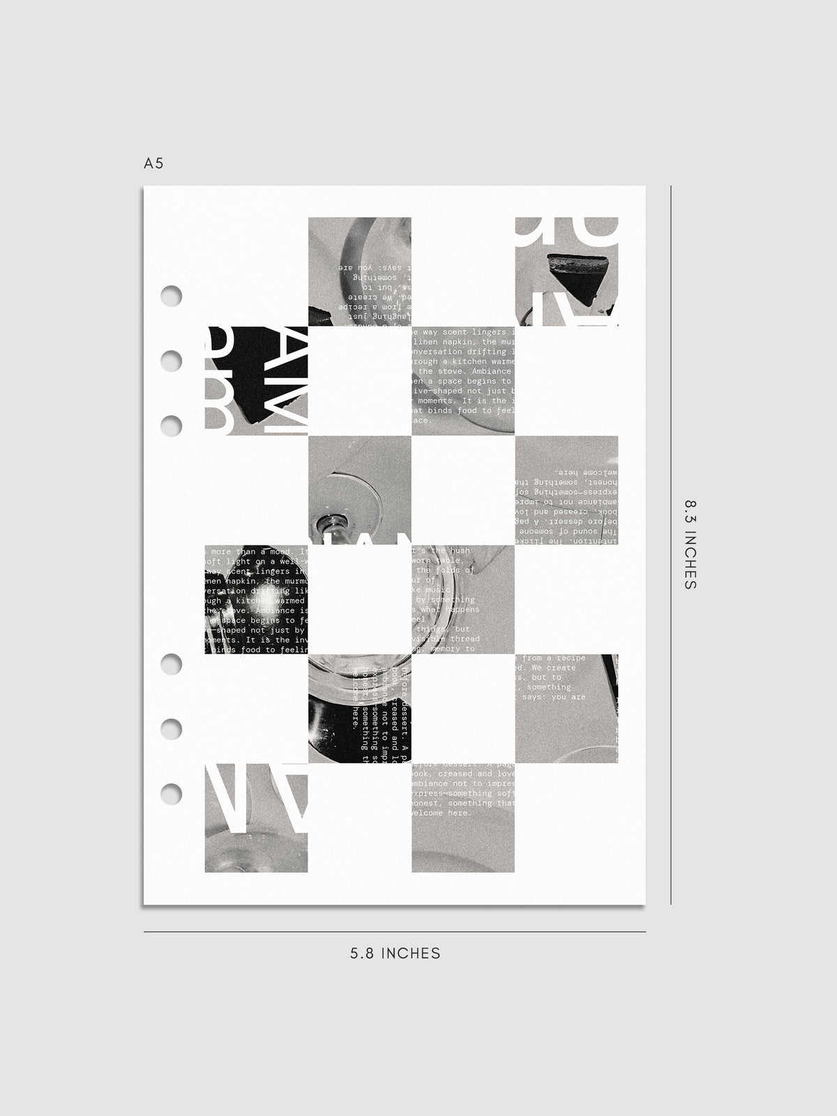 Digital mockup of insert in A5