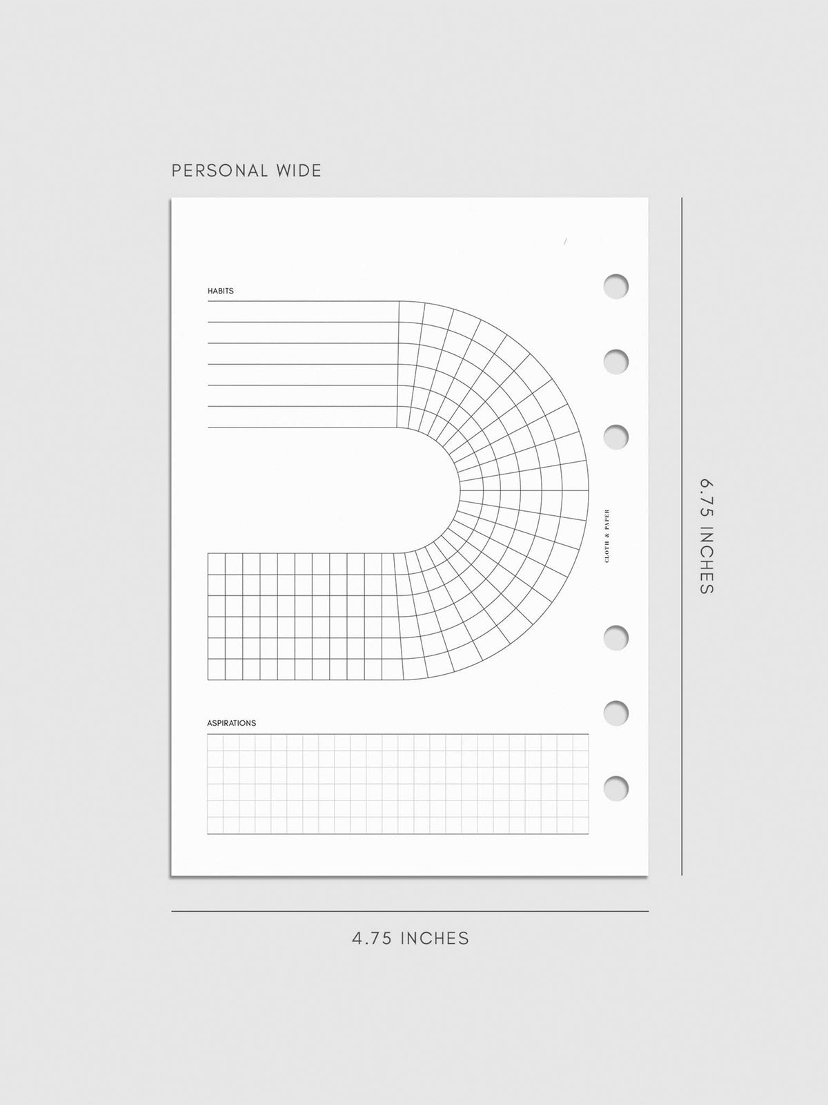 Digital mockup of insert in Personal Wide.