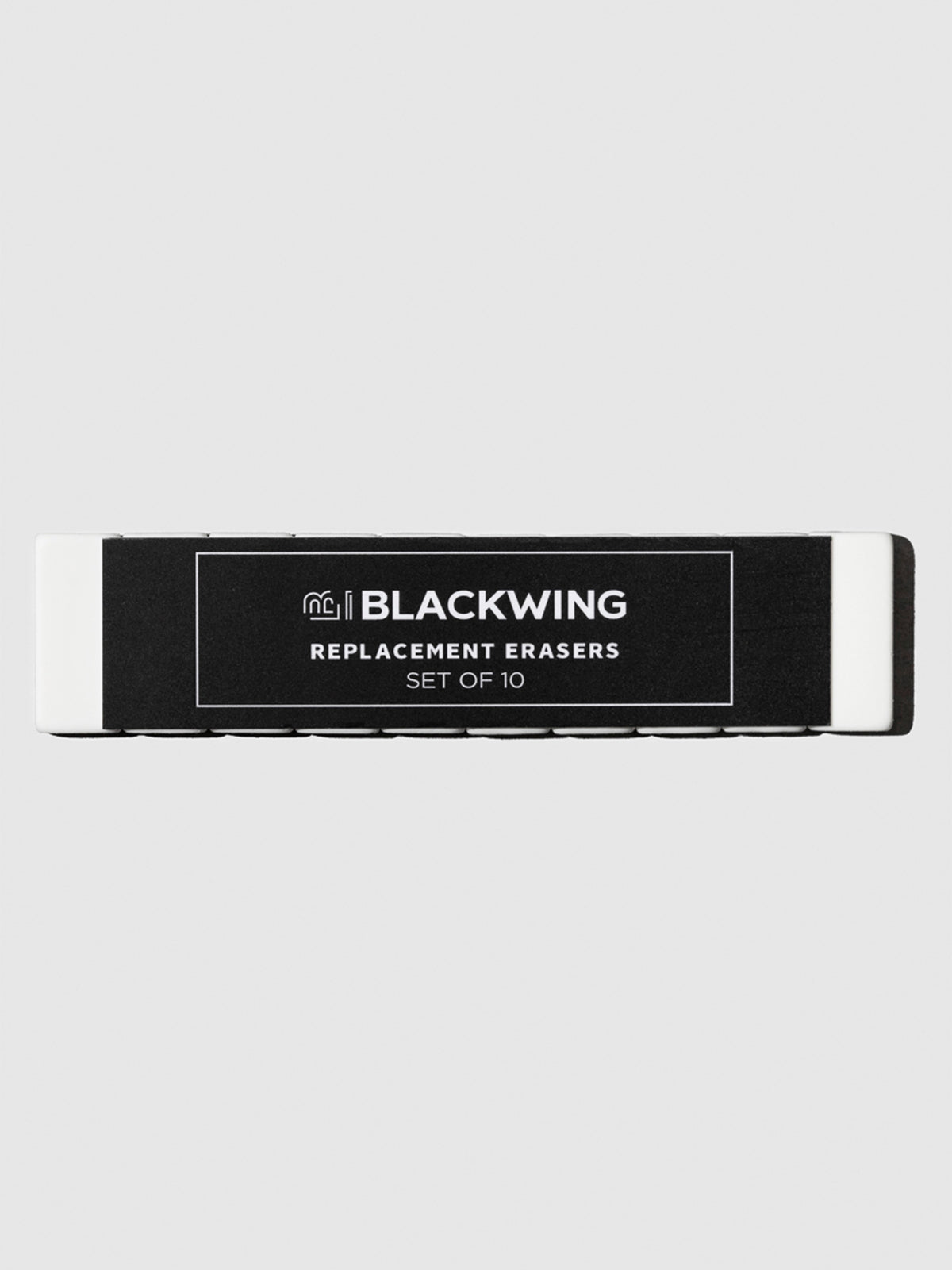 The image shows  the white color variant of a set of 10 blackwing replacement erasers.