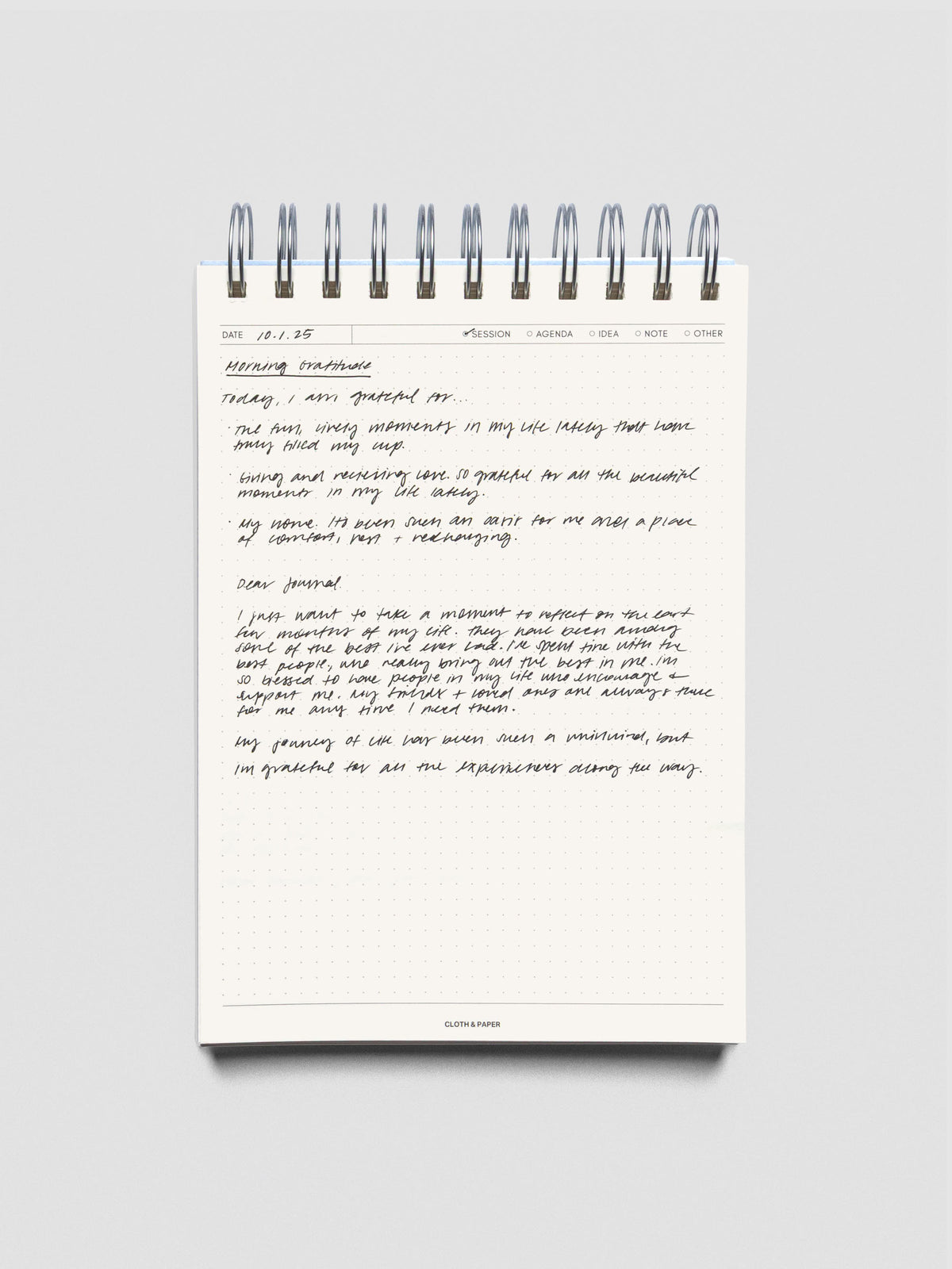 Break Room notebook shown open with a writing example on a page.