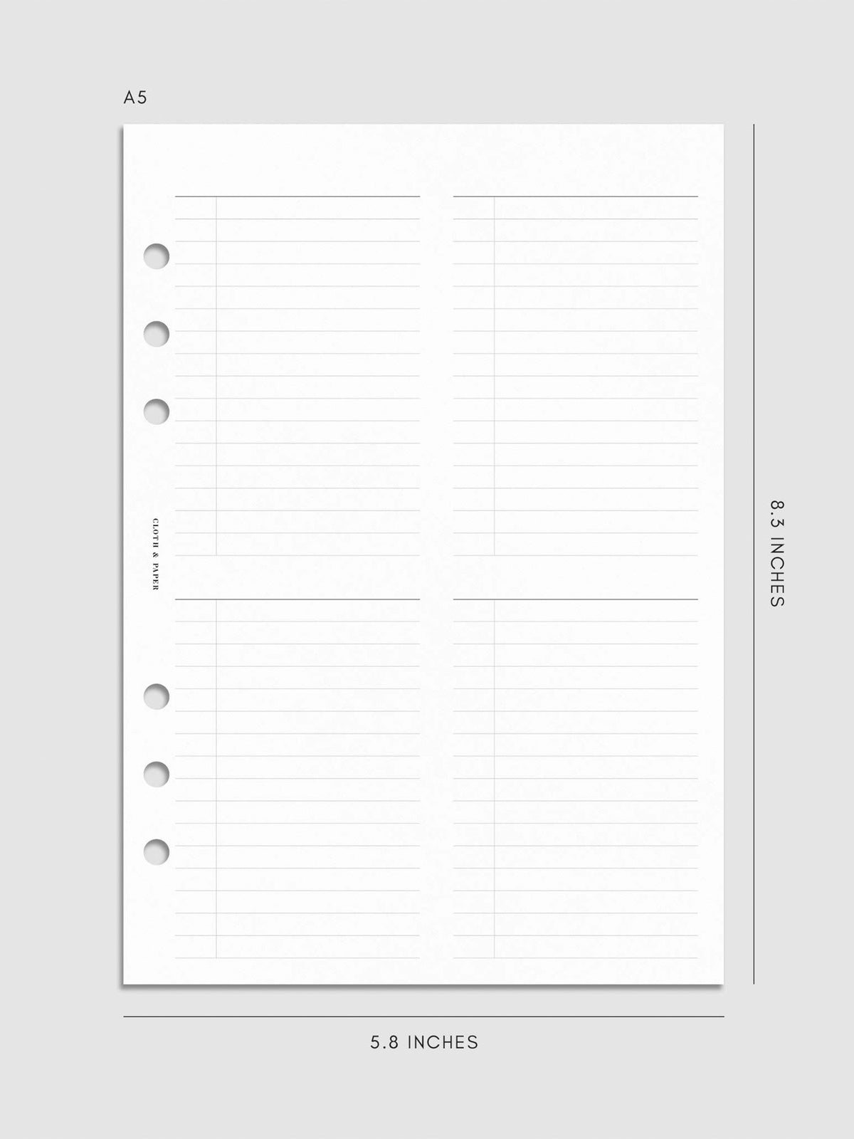 Digital mockup of insert in A5.