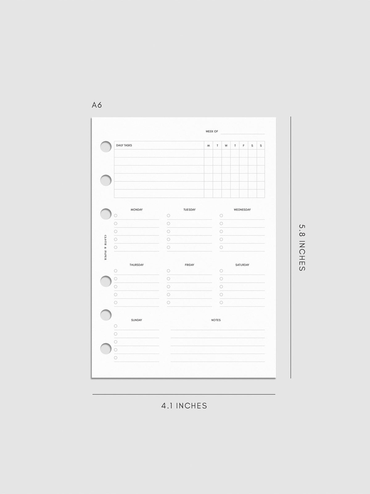 Digital mockup of insert in A6.