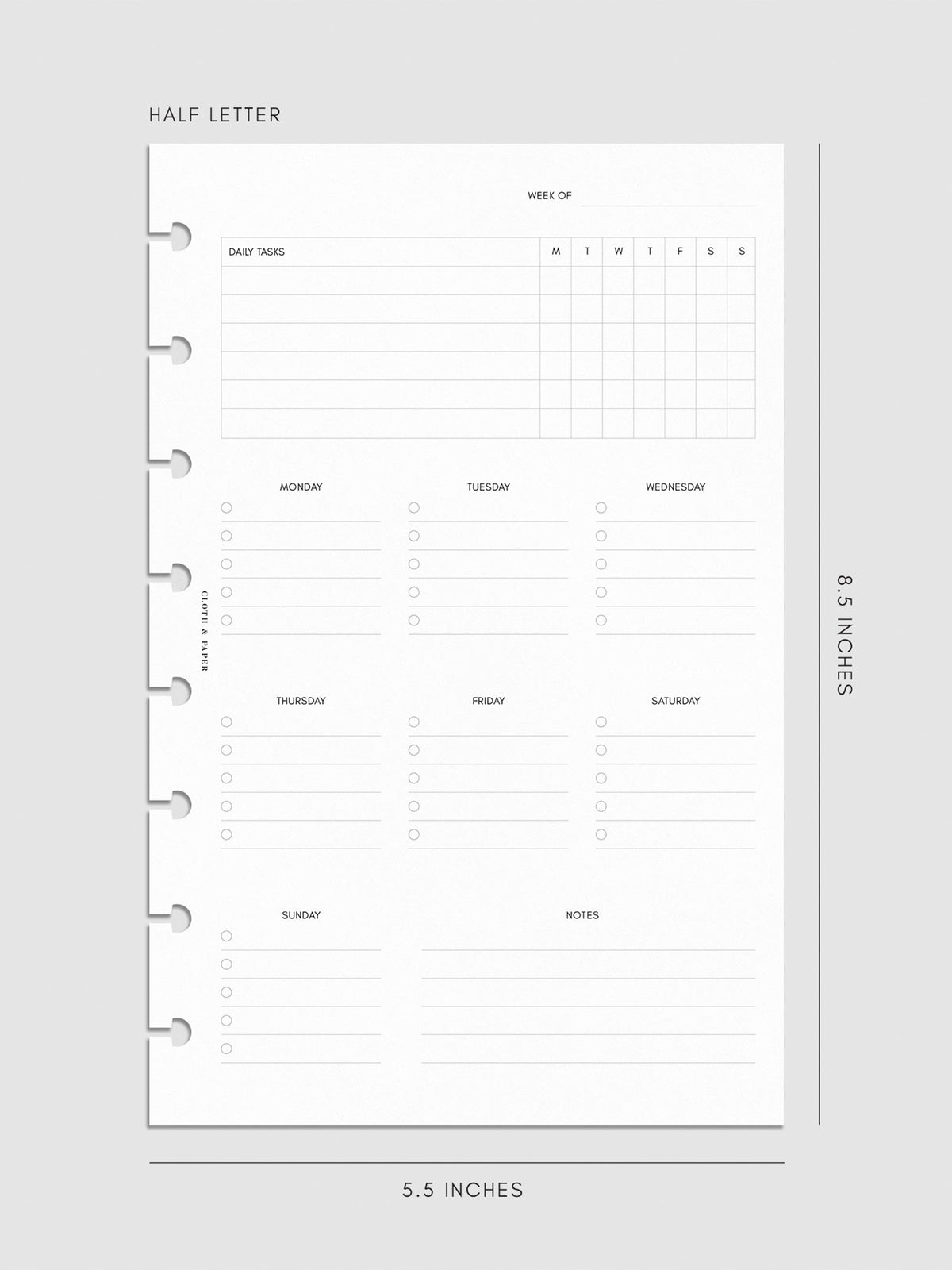 Digital mockup of insert in Half Letter.
