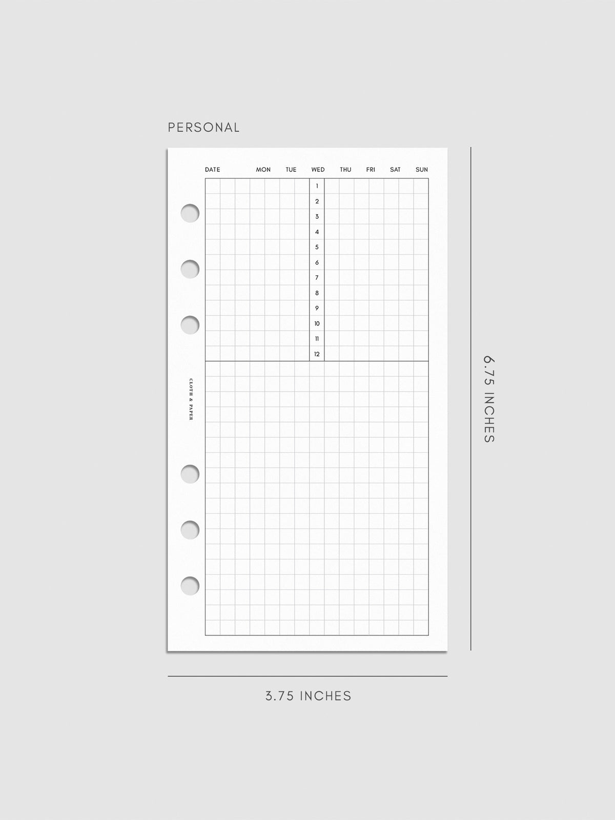 Digital mockup of insert in Personal. 